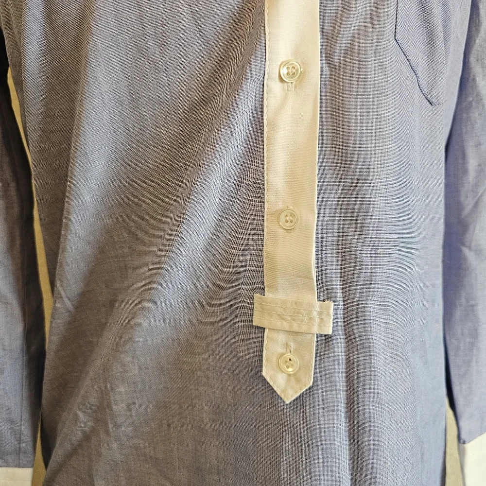 J. Crew Blue and White Collared Midi Shirt Dress